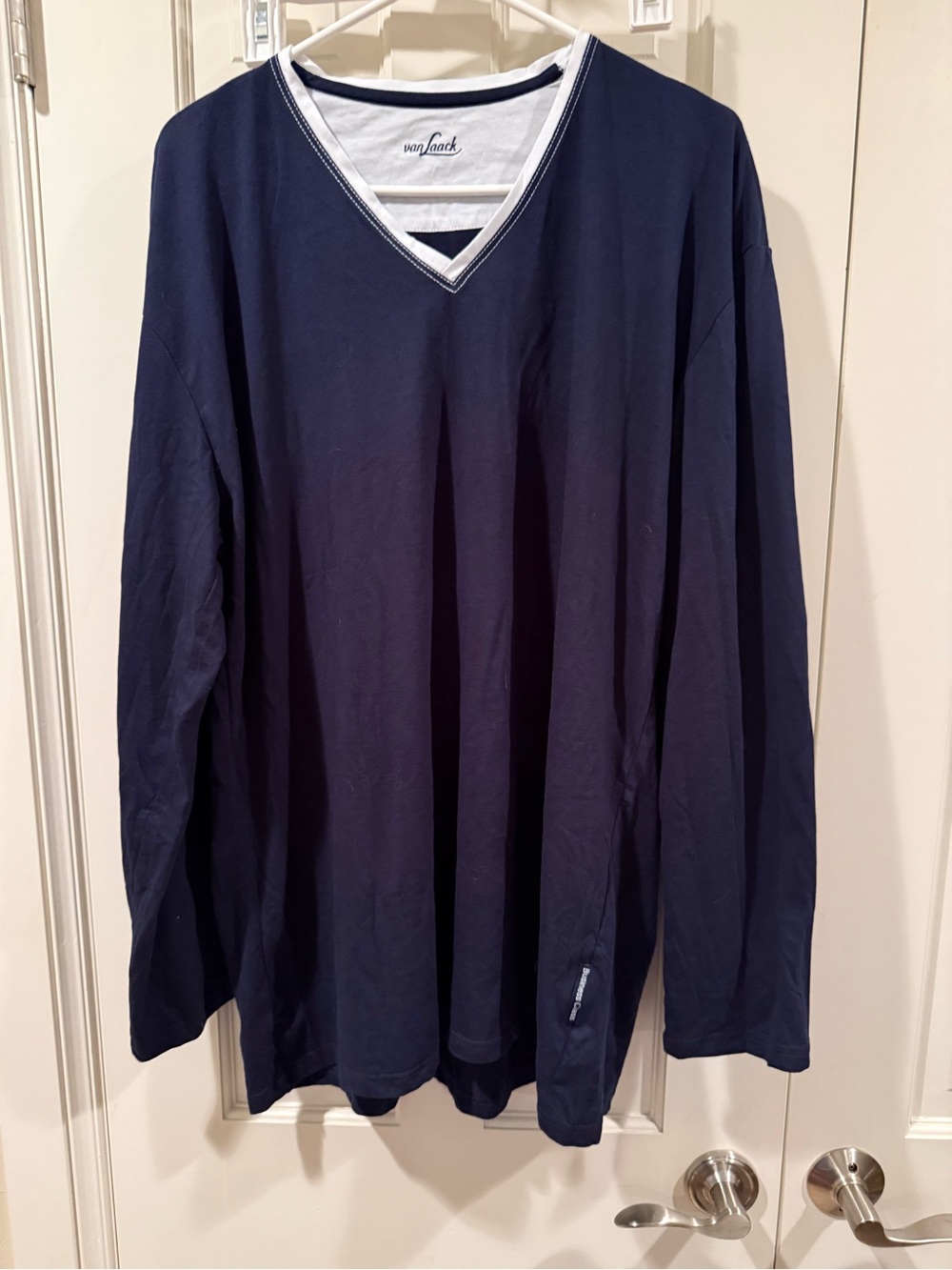 Van Laack Men Pajama Shirt XL Blue V
Neck Long Sleeve Pullover Easy Care
Tee